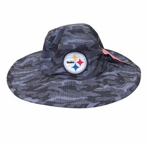NEW NFL Pittsburgh Steelers Camo Boonie Bucket Hat Cap Gray Black Multi One Size
